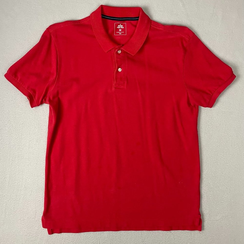 Gap Pique Polo Shirt Mens Size Medium Classic Fit Red Short Sleeve Button Collar